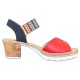 Sandale piele naturala dama rosu bleumarin Rieker V2932-33-Red-combination